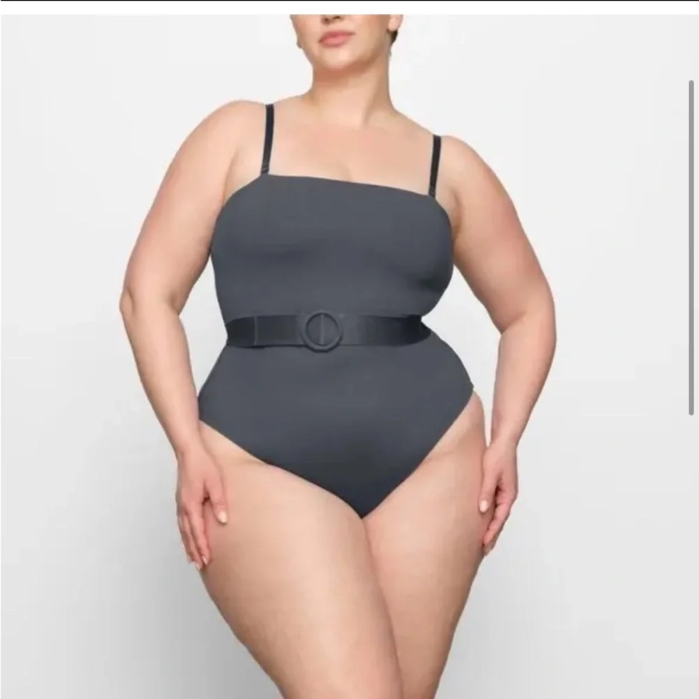 SKIMS sculpting swim one piece Gunmetal 3X